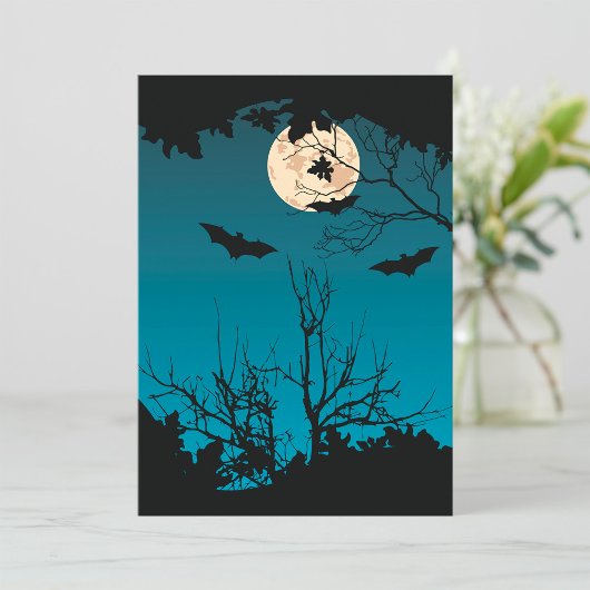 Spooky Halloween Night Full Moon und Flying Bats Einladung