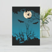 Spooky Halloween Night Full Moon und Flying Bats Einladung (Stehend Vorderseite)
