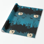 Spooky Halloween Night Full Moon und Flying Bats Geschenkpapier (Ungerollt)