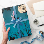 Spooky Halloween Night Full Moon und Flying Bats Geschenkpapier