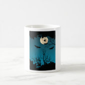 Spooky Halloween Night Full Moon und Flying Bats Kaffeetasse (Mittel)