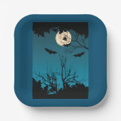 Spooky Halloween Night Full Moon und Flying Bats Pappteller (Vorderseite)