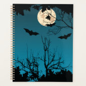 Spooky Halloween Night Full Moon und Flying Bats Planer (Vorderseite)