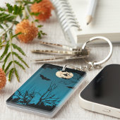 Spooky Halloween Night Full Moon und Flying Bats Schlüsselanhänger