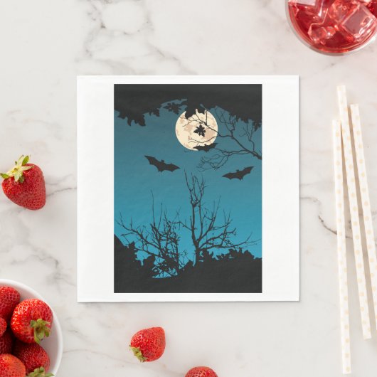 Spooky Halloween Night Full Moon und Flying Bats Serviette (Beispiel)