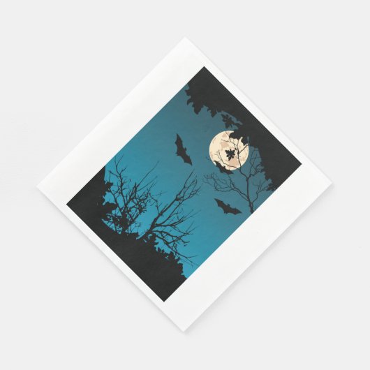 Spooky Halloween Night Full Moon und Flying Bats Serviette (Ecke)