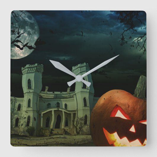 Spooky Halloween Night Fun Quadratische Wanduhr (Vorderseite)