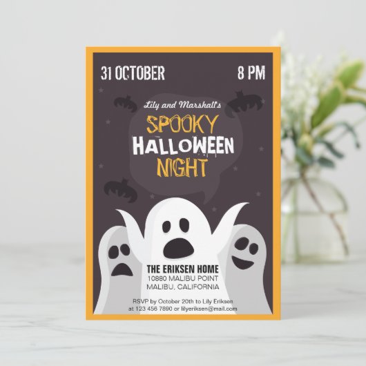 Spooky Halloween Night Halloween-Party Einladung (Stehend Vorderseite)