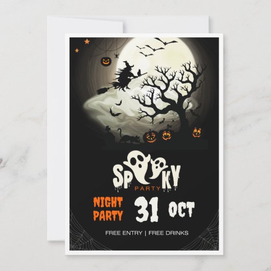 Spooky Halloween Night Party Flyer Einladung (Vorderseite)