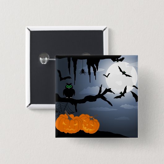 Spooky Halloween Night Szene Button (Vorne & Hinten)