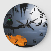 Spooky Halloween Night Szene Große Wanduhr (Vorderseite)