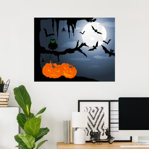 Spooky Halloween Night Szene Poster