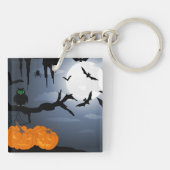 Spooky Halloween Night Szene Schlüsselanhänger (Rückseite)