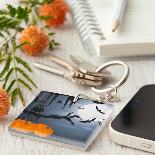 Spooky Halloween Night Szene Schlüsselanhänger