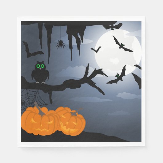 Spooky Halloween Night Szene Serviette (Vorderseite)