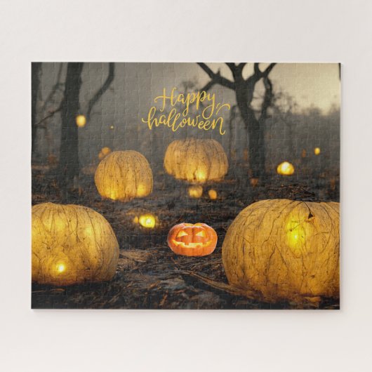 Spooky Halloween Night und Kürme im Wald Puzzle (Horizontal)
