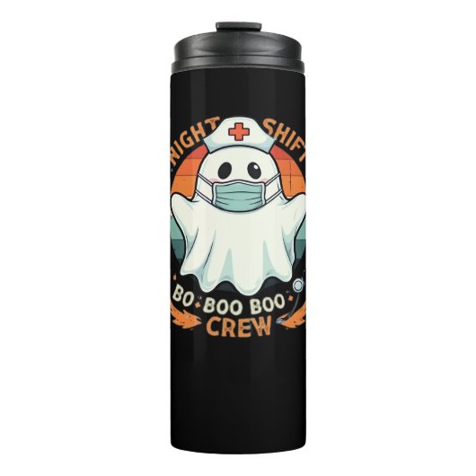 Spooky Halloween Nurse Funny Ghost Kostüm Boo Boo Thermosbecher (Vorderseite)