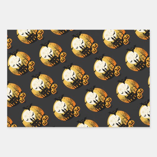 Spooky Halloween Orange Black Geschenkpapier Set (Vorderseite)