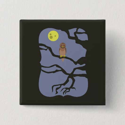 Spooky Halloween Owl Button (Vorderseite)