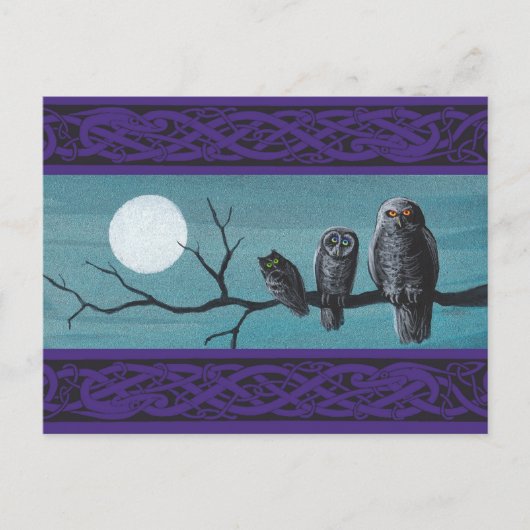 Spooky Halloween Owls Postkarte (Vorderseite)