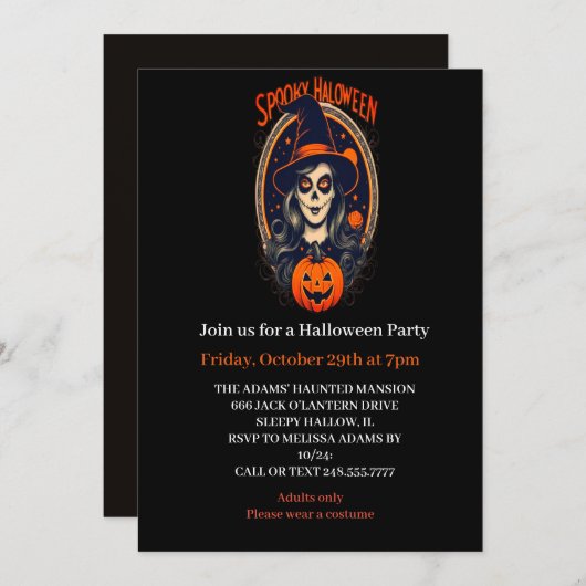 Spooky-Halloween-Party Einladung (Vorne/Hinten)