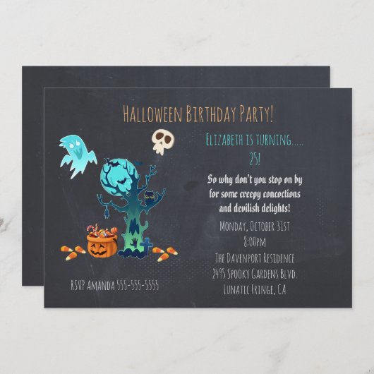 Spooky Halloween Party Einladung (Vorne/Hinten)