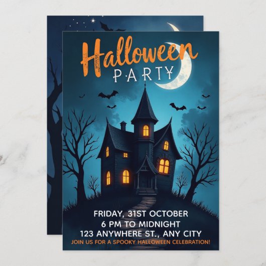 Spooky Halloween-Party Einladung (Vorne/Hinten)