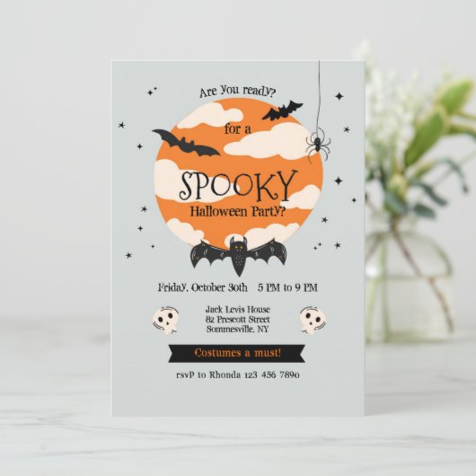 Spooky-Halloween-Party Einladung (Stehend Vorderseite)