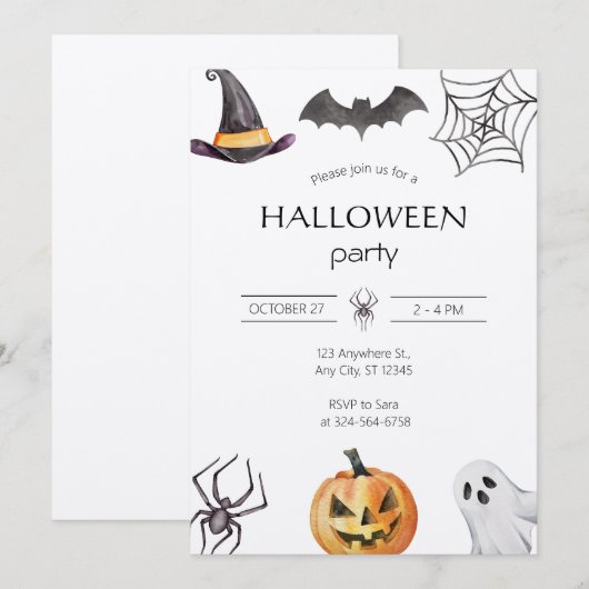 Spooky Halloween-Party Einladung (Vorne/Hinten)
