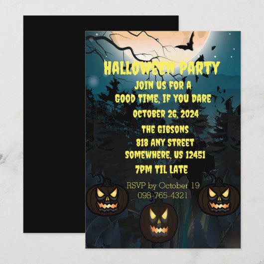 Spooky Halloween-Party Einladung (Vorne/Hinten)