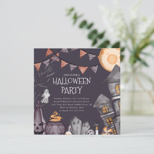 Spooky Halloween-Party Einladung (Stehend Vorderseite)