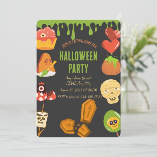 Spooky Halloween-Party Einladung (Stehend Vorderseite)
