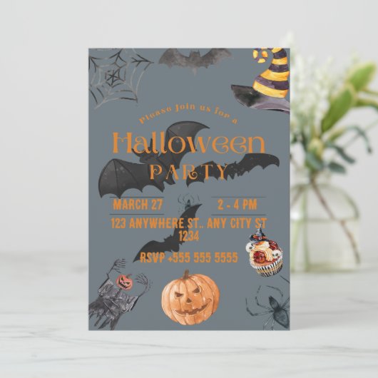 Spooky Halloween-Party Einladung (Stehend Vorderseite)