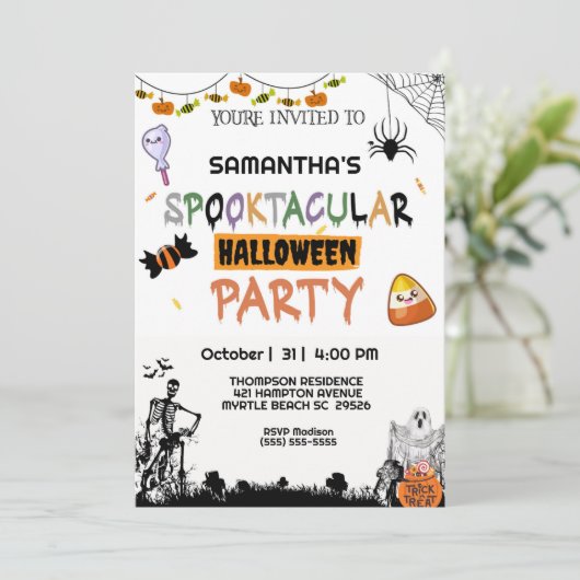 Spooky-Halloween-Party Einladung (Stehend Vorderseite)