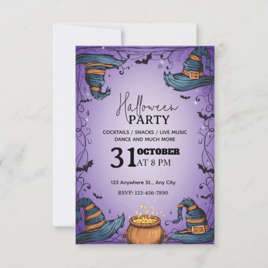 Spooky Halloween-Party Einladung - bearbeitbar (Vorderseite)