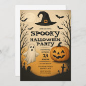 Spooky Halloween-Party Einladung Ghost & Pumpkin (Vorne/Hinten)