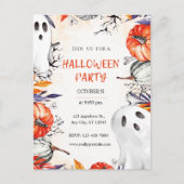 Spooky Halloween-Party Einladung Ghost Pumpkin Postkarte (Vorderseite)
