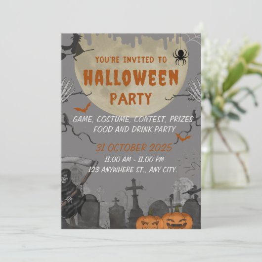 Spooky Halloween-Party Einladungskarte Einladung (Stehend Vorderseite)