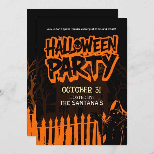 Spooky Halloween-Party Flyer Einladung (Vorne/Hinten)