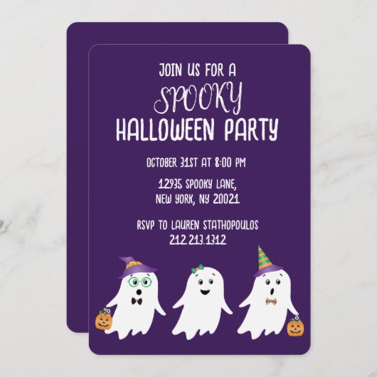 Spooky Halloween-Party Ghosts Trick oder Behandlun Einladung (Vorne/Hinten)