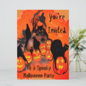 Spooky Halloween-Party Goblins Pumpkins Blackbirds Einladung (Stehend Vorderseite)