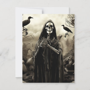 Spooky Halloween-Party Gothic Skelett Friedhof Postkarte
