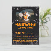 Spooky Halloween Party Invitation – Ghosts & Bats Einladung (Stehend Vorderseite)