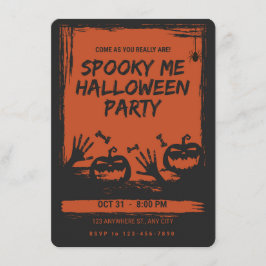 Spooky Halloween Party Invitation Orange Black Einladung
