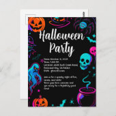 Spooky Halloween Party Invitation Postkarte (Vorne/Hinten)