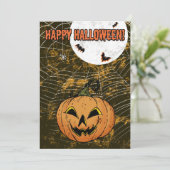 Spooky Halloween-Party Kürbiskuchen Spinnen Einladung (Stehend Vorderseite)