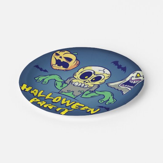 Spooky-Halloween-Party Pappteller (Schrägansicht)