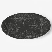 Spooky Halloween-Party Spiderweb Bold Black Pappteller (Schrägansicht)