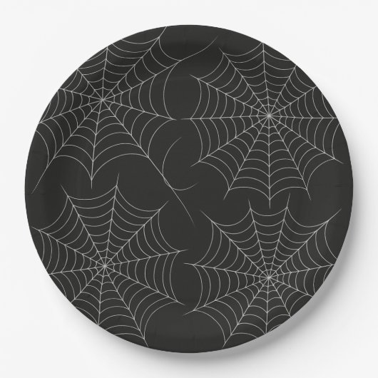Spooky Halloween-Party Spiderweb Bold Black Pappteller (Vorderseite)