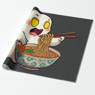 Spooky Halloween Pastel Kawaii Ghost Eating Ramen Geschenkpapier